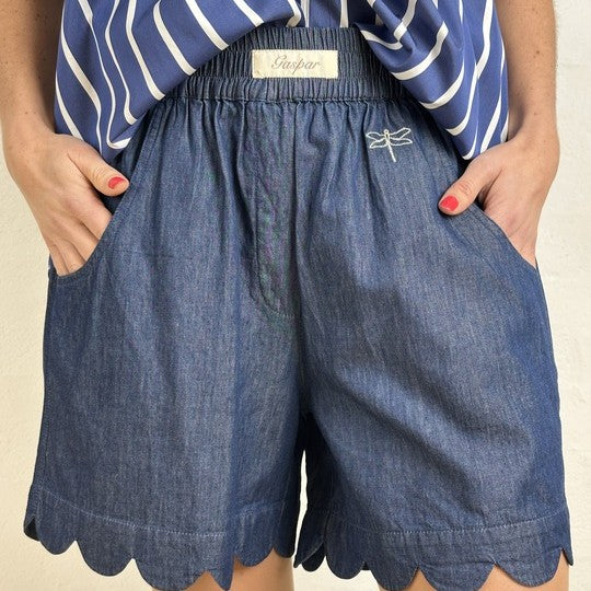 GASPAR - HONOLULU DENIM SHORTS DARK BLUE