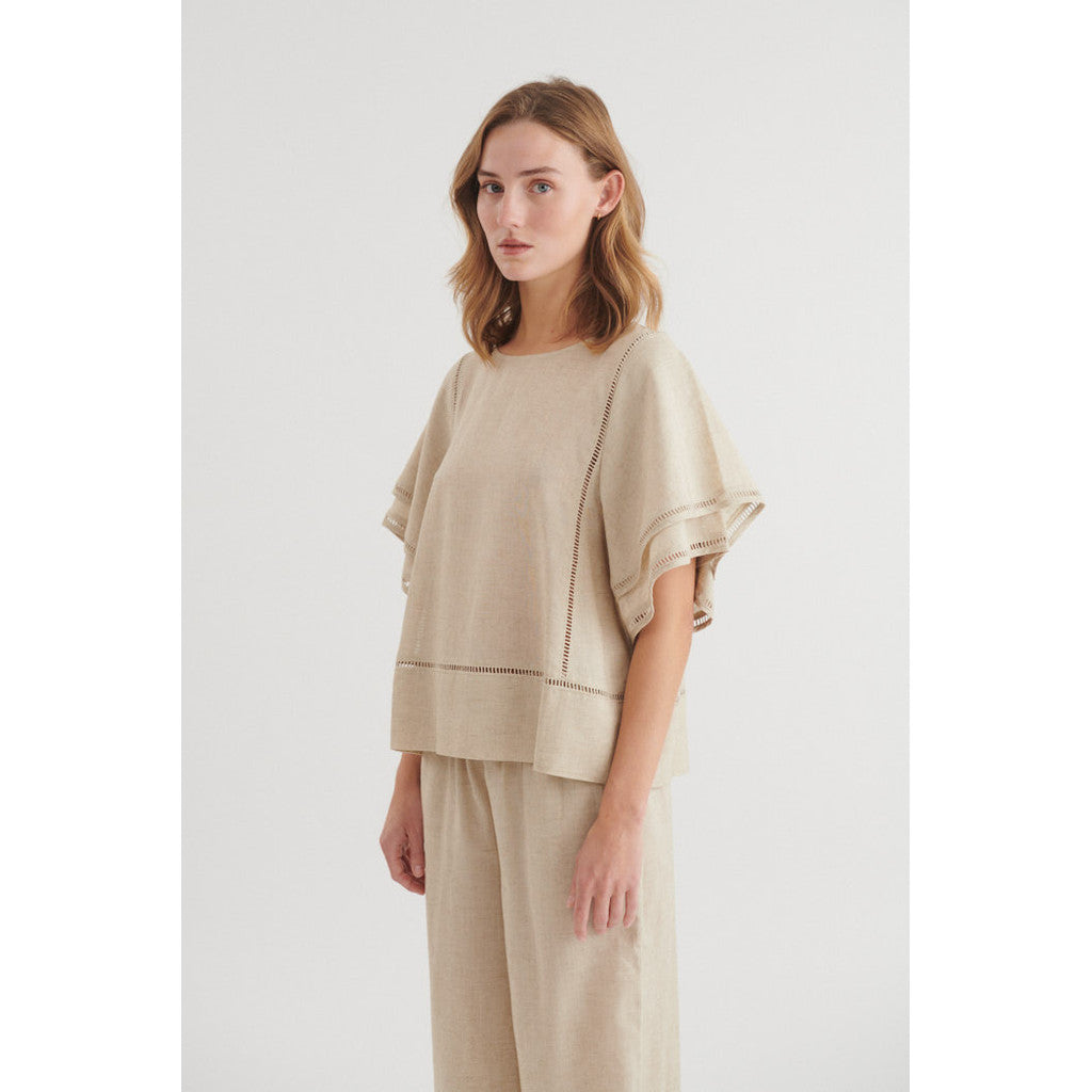 BASIC APPAREL - CARINA BLUSE NATURAL MELANGE