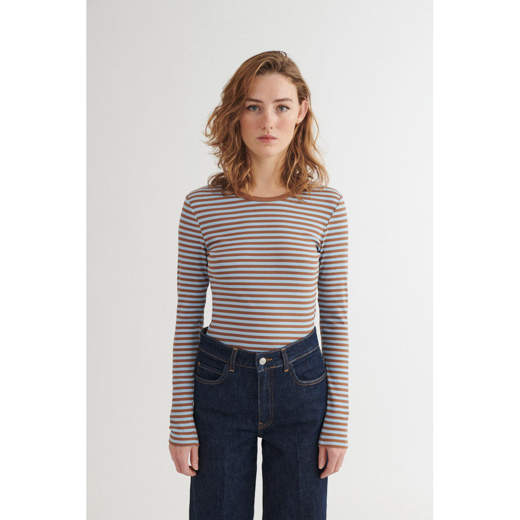 BASIC APPAREL - LUDMILLA LS T-SHIRT NUTHACT/DUTCHCANAL