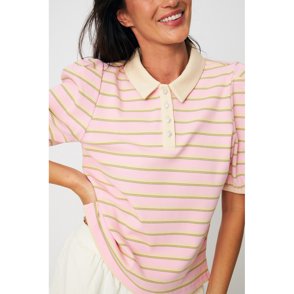 CRAS - KLEO POLO T-SHIRT PINK STRIPE