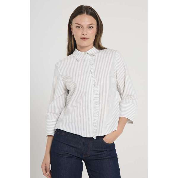 FREEQUENT - FIONA SKJORTE STAR OFF WHITE SALUTE