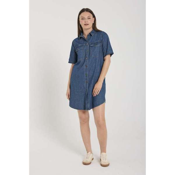 FREEQUENT - LISEA DENIM KJOLE MEDIUM BLUE