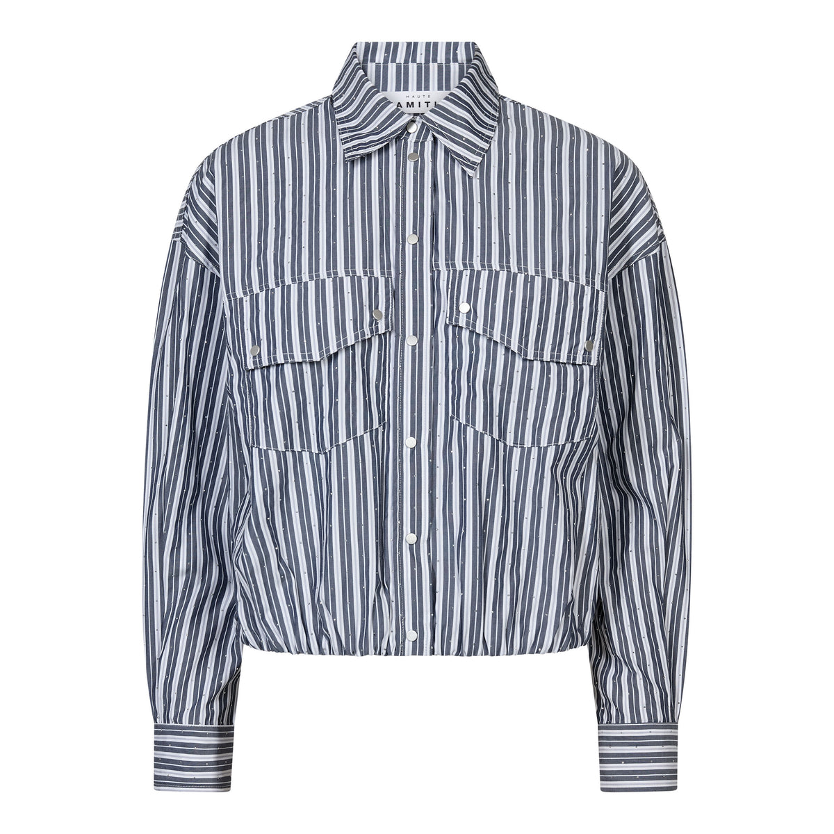 HAUTE L'AMITIÉ - CROP POCKET SHIRT BLACK STRIPE