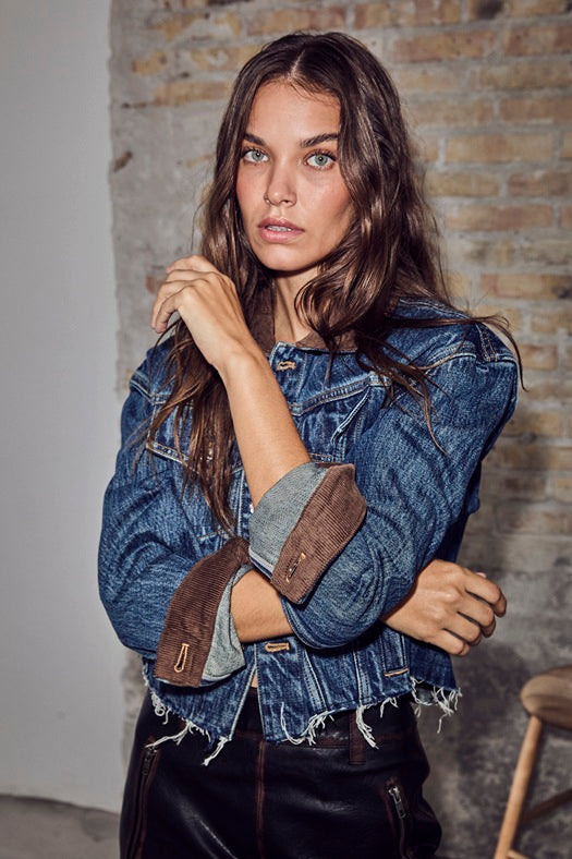 HAUTE L'AMITIE - DENIZE CROP DENIM JAKKE BLUE