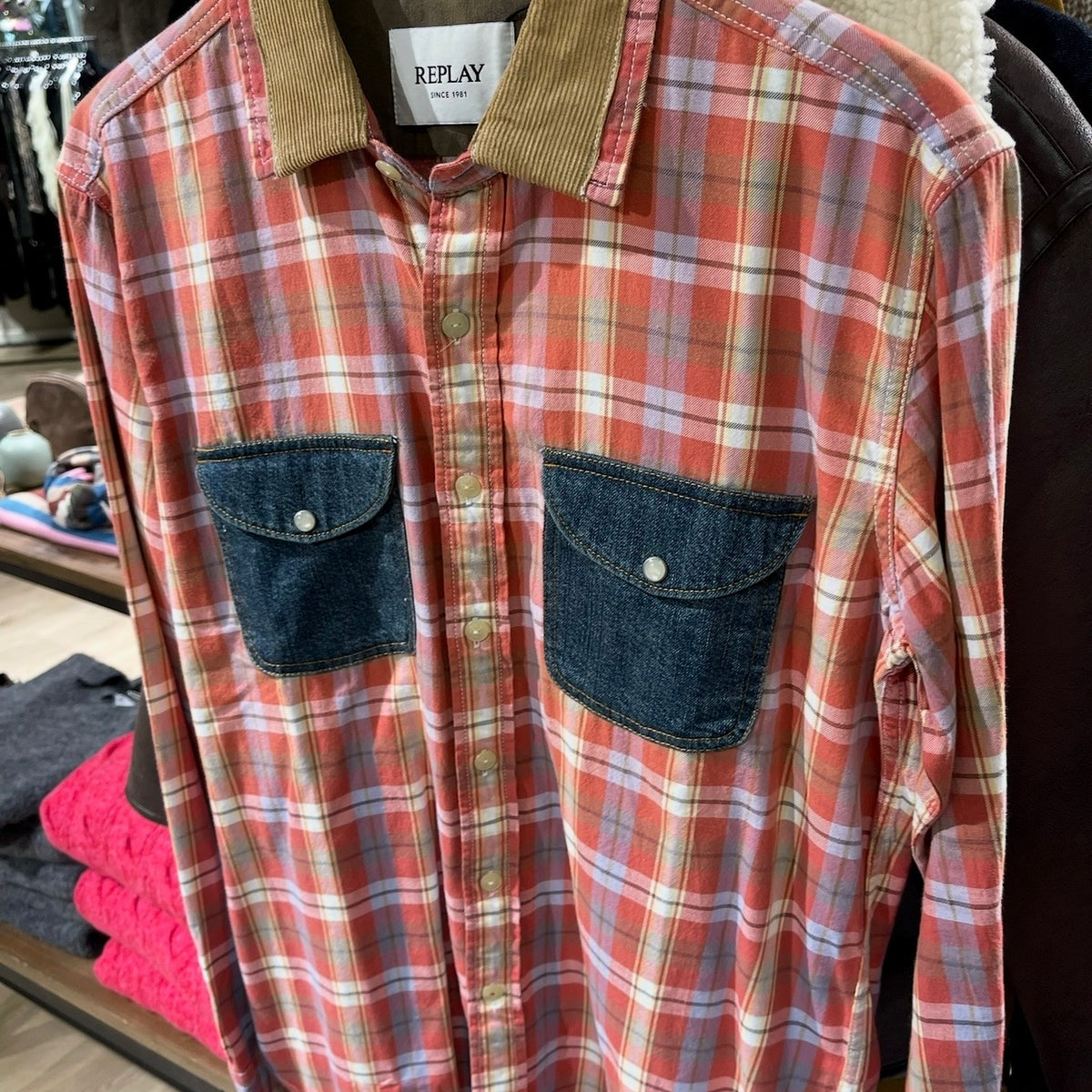 REPLAY - TERNET SKJORTE DENIM