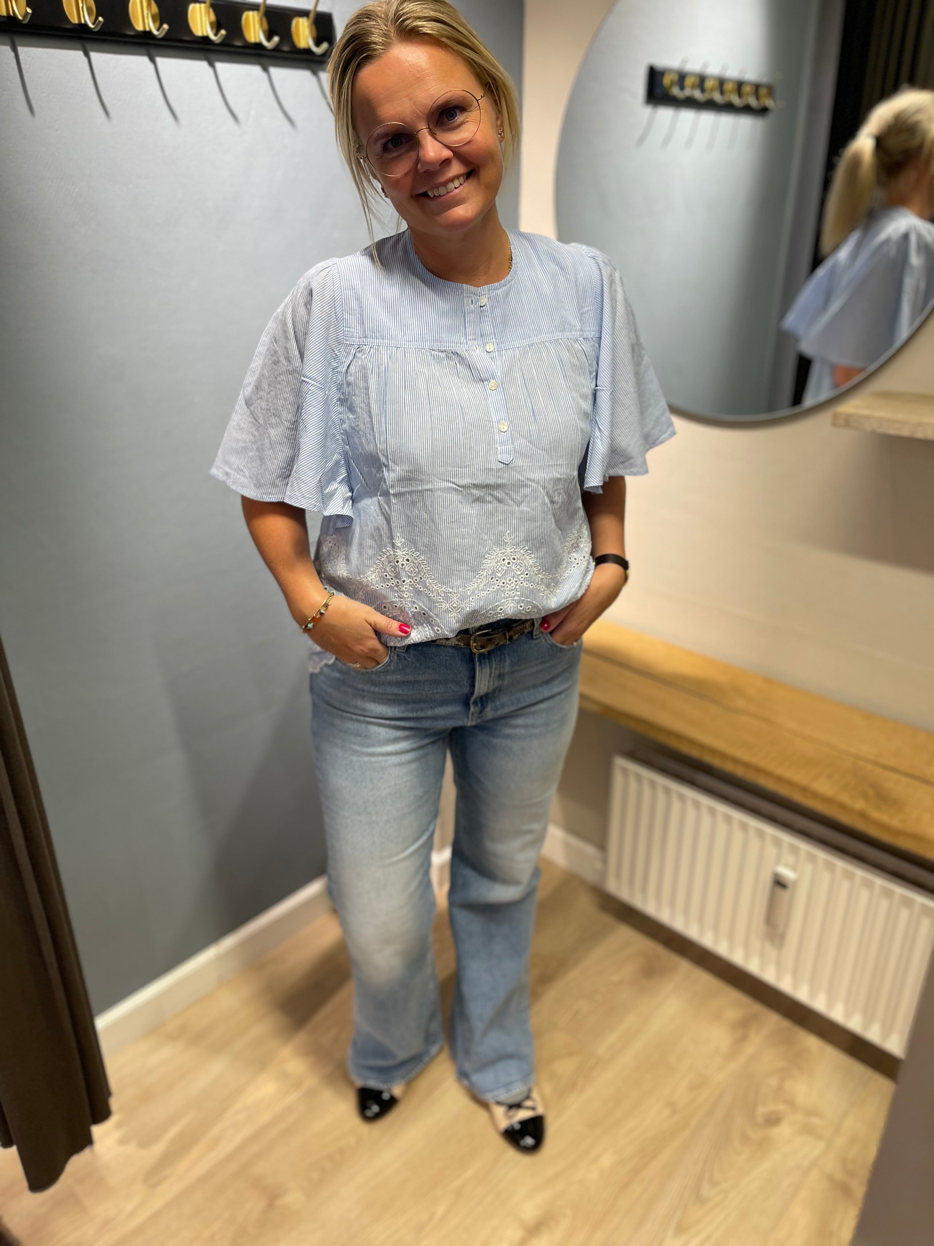 REPLAY - BECKA MID WAIST FLARED LIGHT DENIM