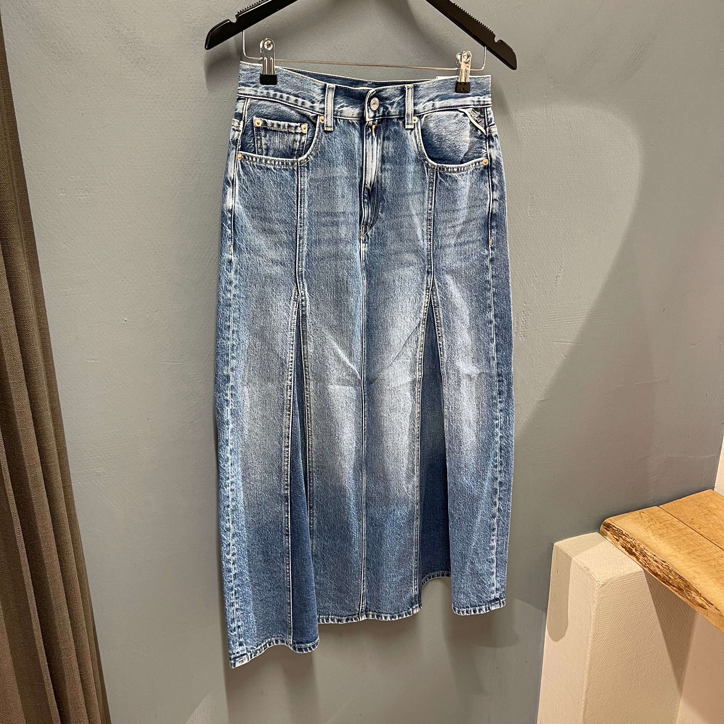 REPLAY - MARGOTT DENIM NEDERDEL MEDIUM BLUE