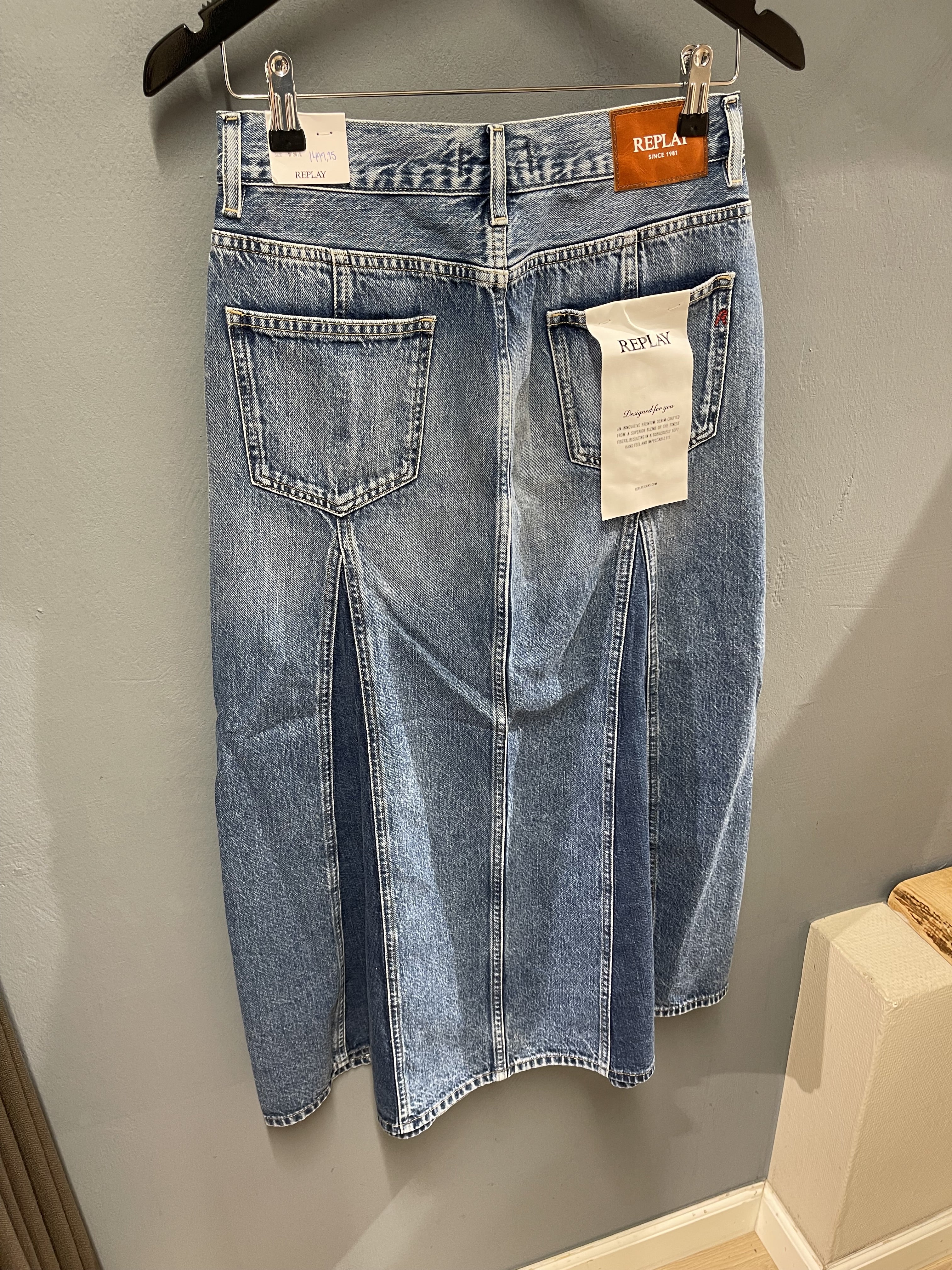 REPLAY - MARGOTT DENIM NEDERDEL MEDIUM BLUE