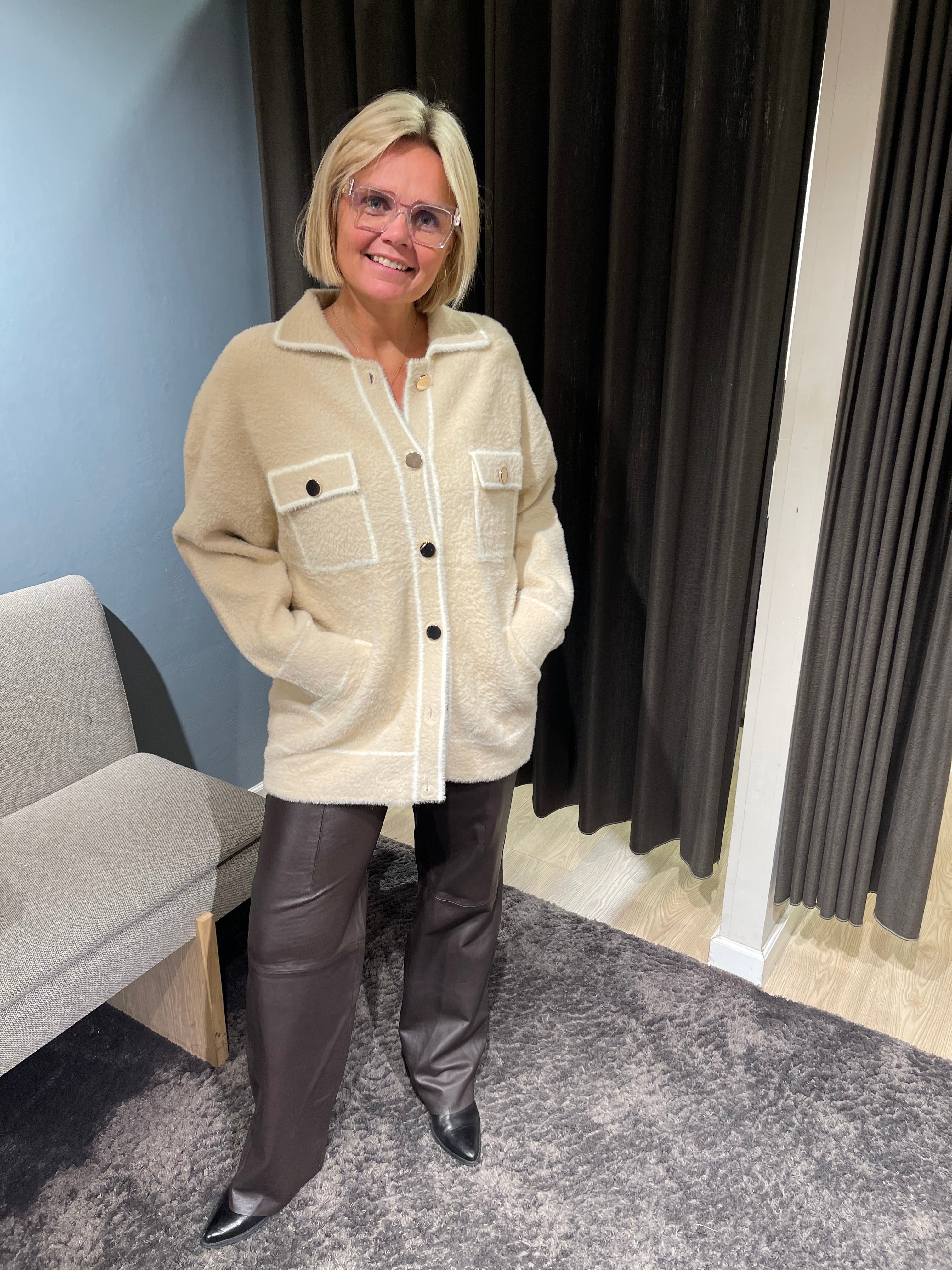 REPLAY - EDGES WHITE CARDIGAN BEIGE