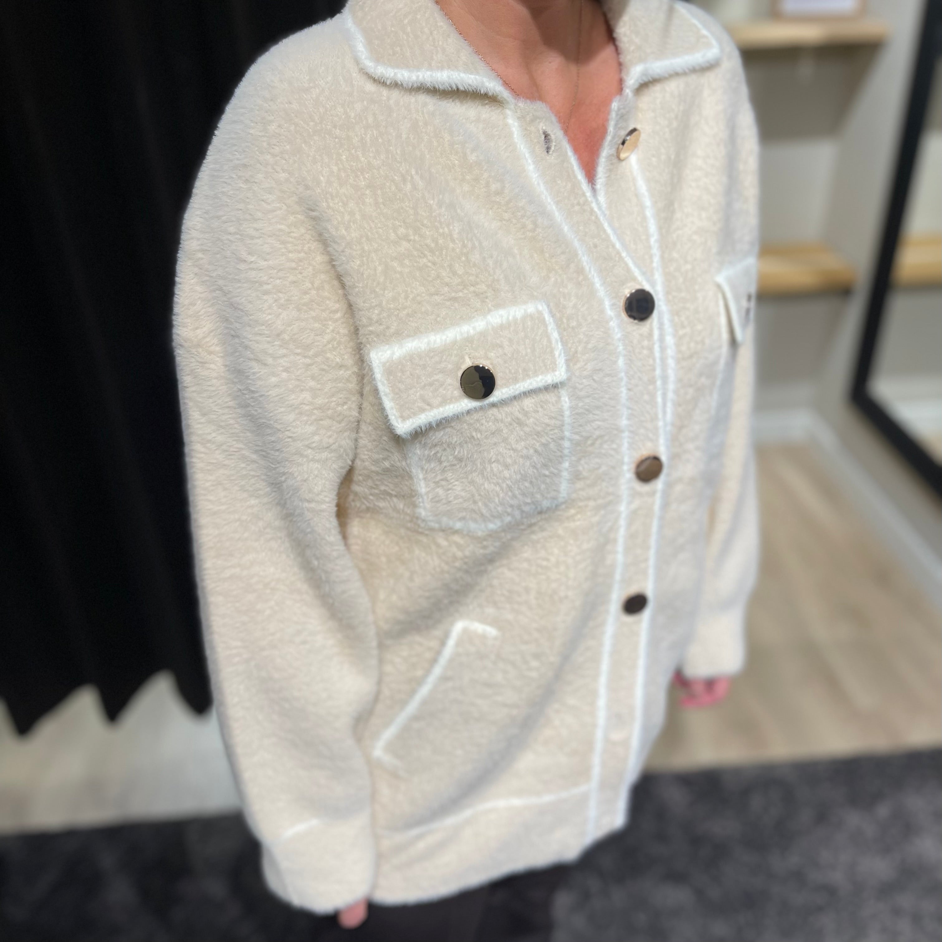 REPLAY - EDGES WHITE CARDIGAN BEIGE