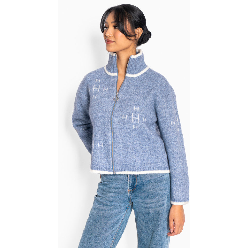 HÉST - IBEN ZIP CARDIGAN FADED DENIM