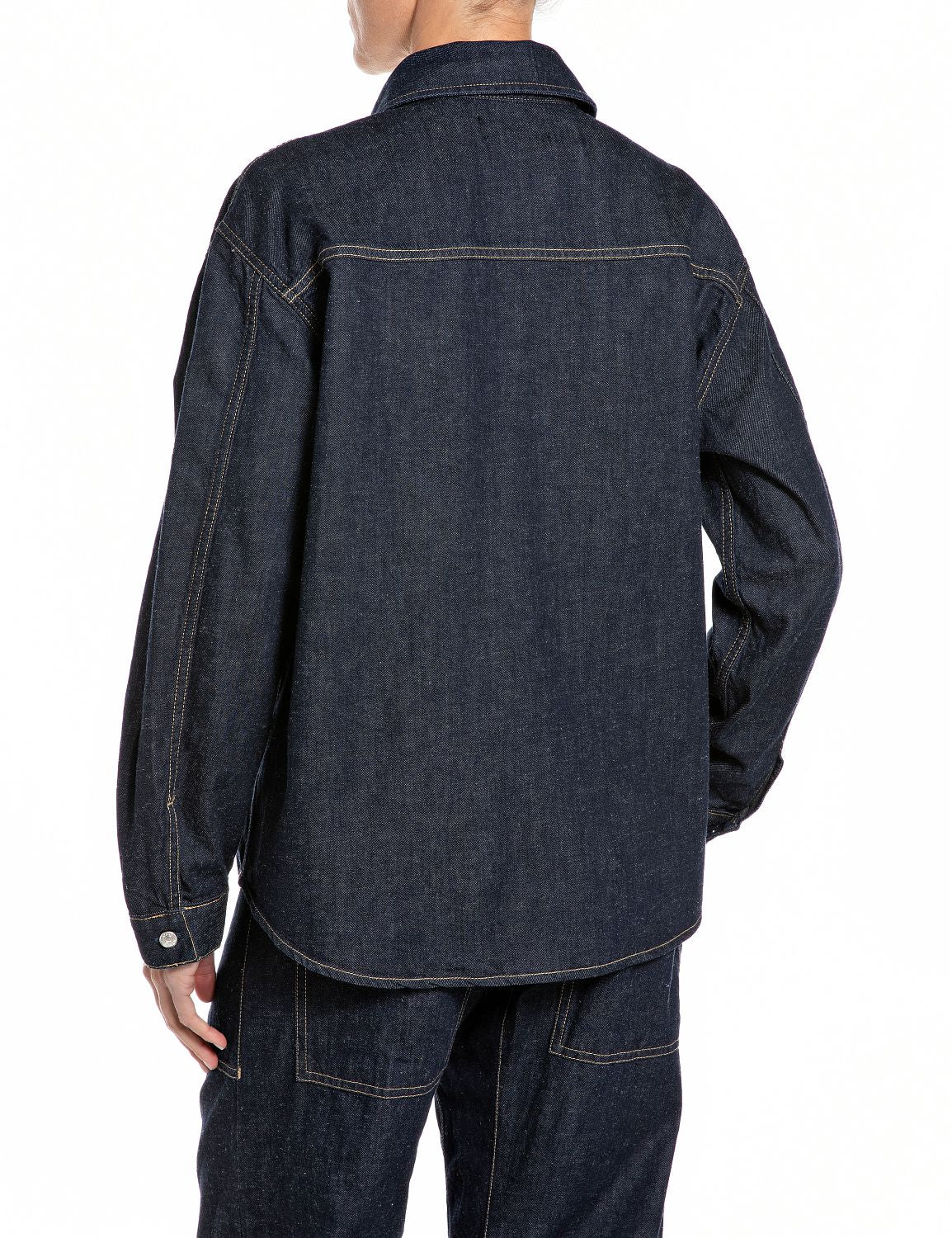 REPLAY - DENIM SKJORTE DARK BLUD ANBASS