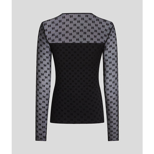 KARL LAGERFELD - KL MESH BLUSE SORT