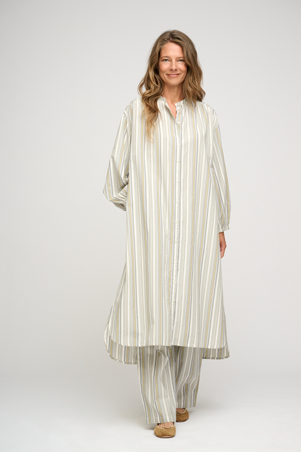 MOSHI MOSHI - LOLA SKJORTEKJOLE STRIPE OLIVE GRAY