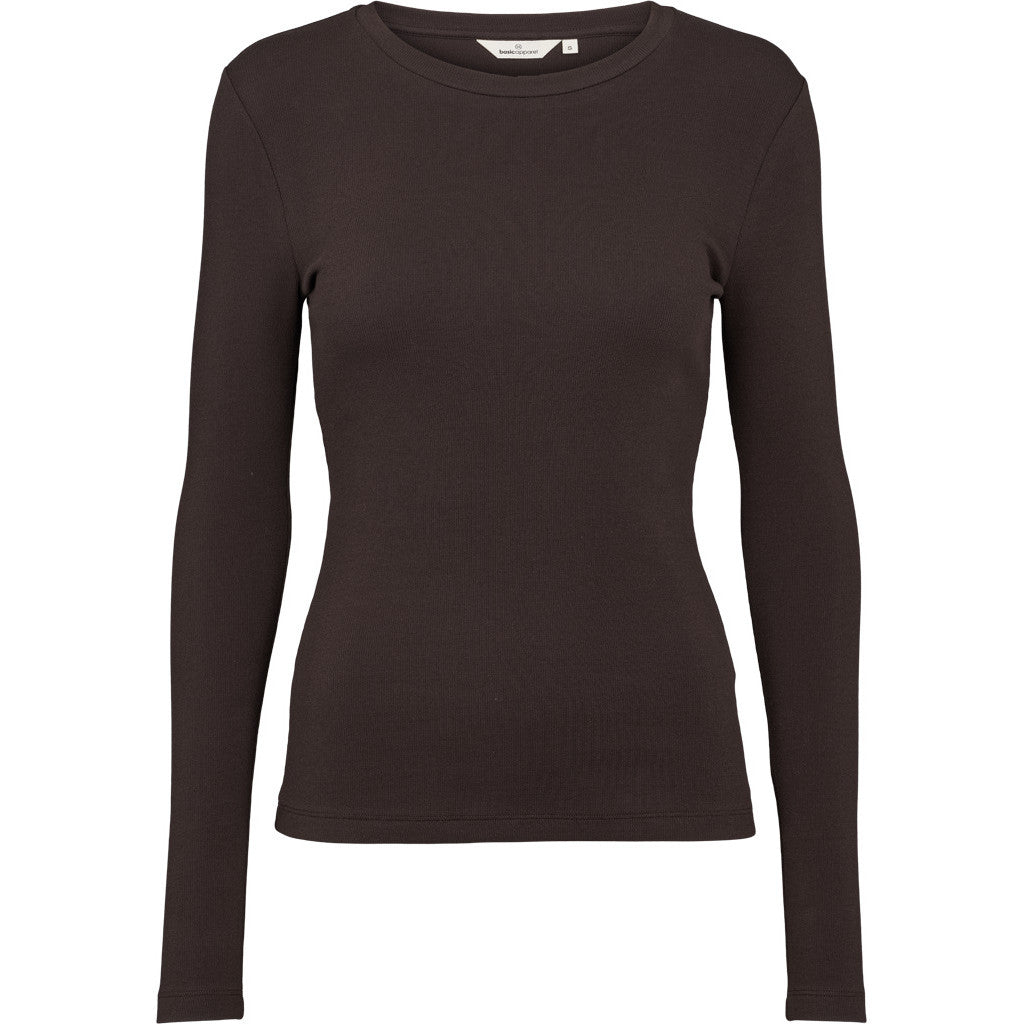 BASIC APPAREL - LUDMILLA LS T-SHIRT CHOKOLATE