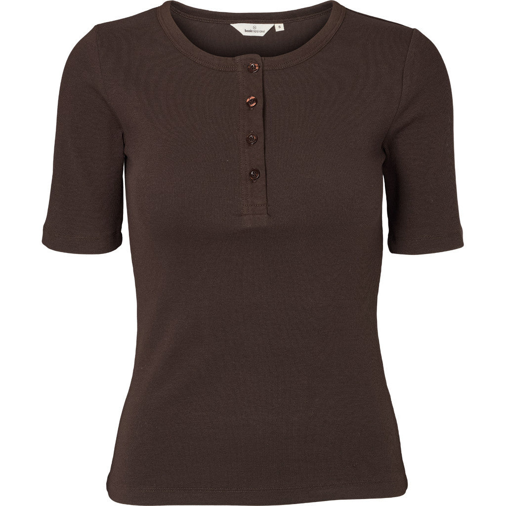 BASIC APPAREL - LUDMILLA SS GRANDDAD CHOCOLATE