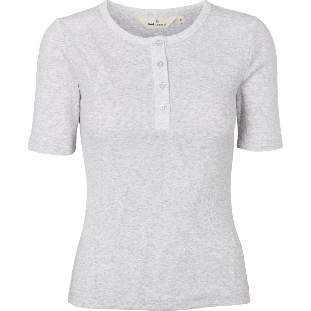 BASIC APPAREL - LUDMILLA SS GRANDDAD GREY MELANGE