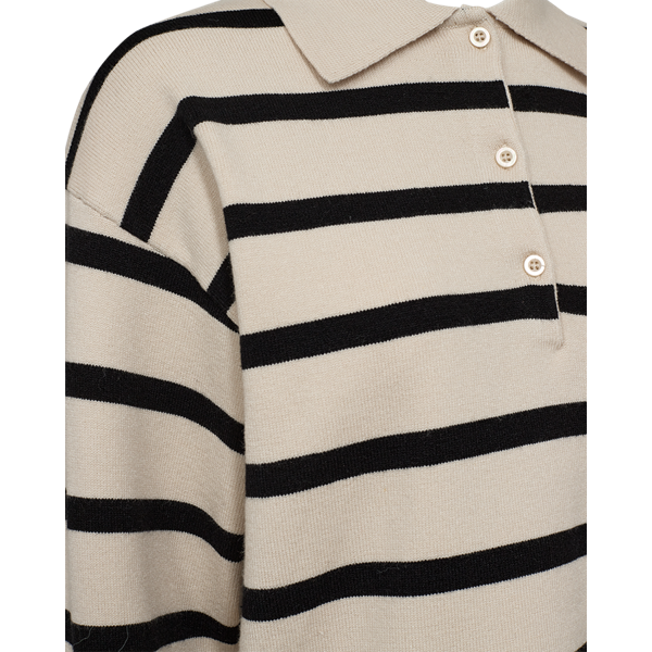 FREEQUENT - CLAURA POLO BLUSE MOONBEAM/BLACK