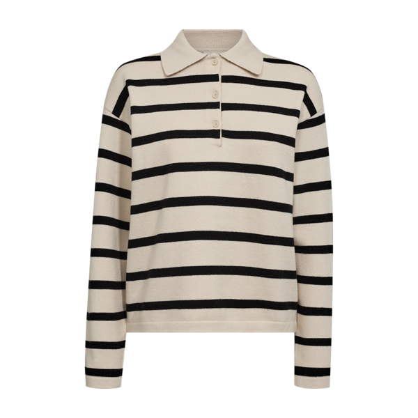 FREEQUENT - CLAURA POLO BLUSE MOONBEAM/BLACK