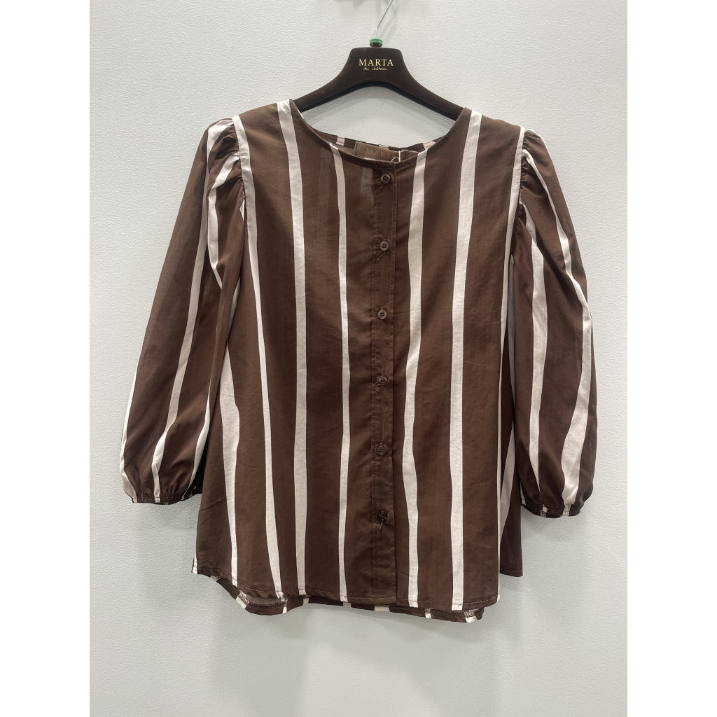 MARTA - EVELINA SKJORTE BROWN STRIPE