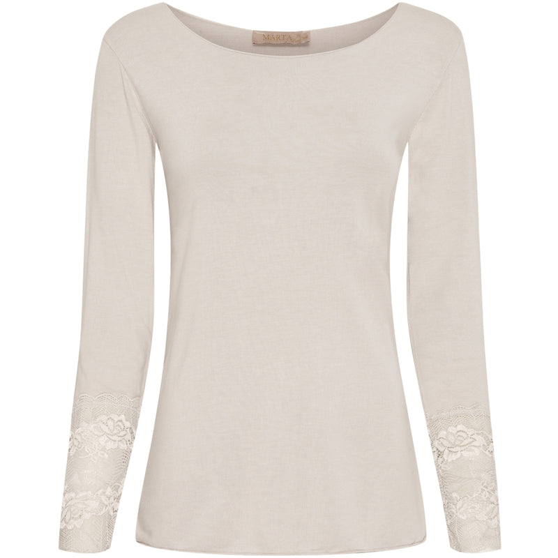 MARTA - T-SHIRT MED BLONDE BEIGE