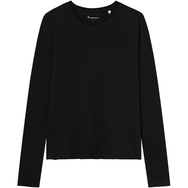 KNOWLEDGE COTTON - SLUB L/S T-SHIRT SORT