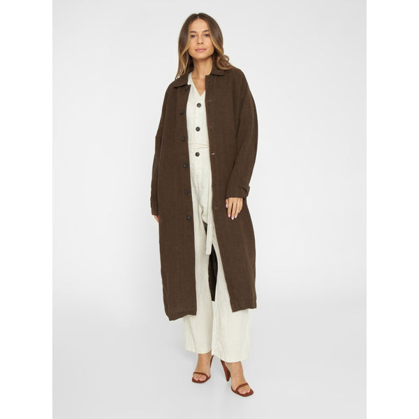 KNOWLEDGE COTTON - LOOSE LINEN CAR COAT