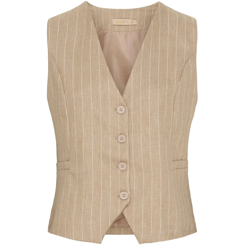 MARTA - SOLVEIG VEST BEIGE STRIB