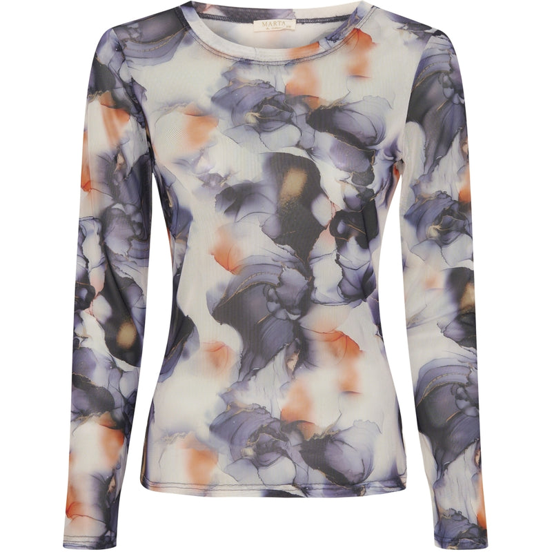 MARTA - NINA MESH BLUSE BLÅ