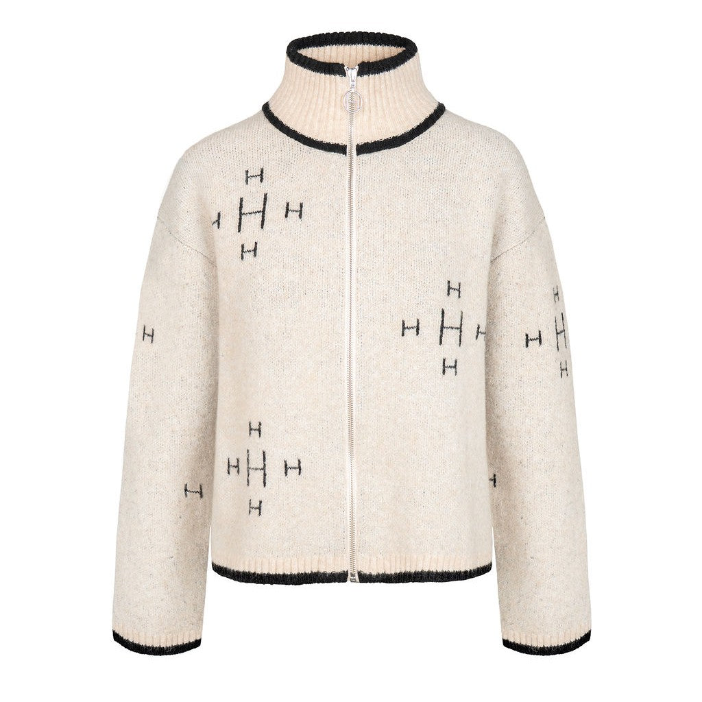 HÈST - IBEN ZIP CARDIGAN LIGHT BEIGE MELANGE