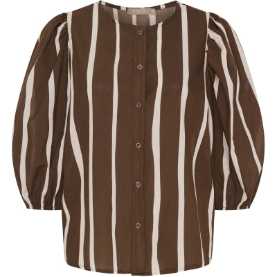 MARTA - EVELINA SKJORTE BROWN STRIPE