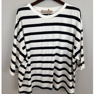 MARTA - SAGE STRIBET T-SHIRT SORT