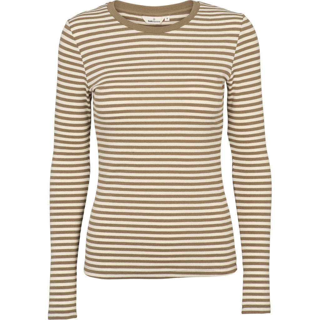 BASIC APPAREL - LUDMILLA L/S T-SHIRT COVERT/BIRCH