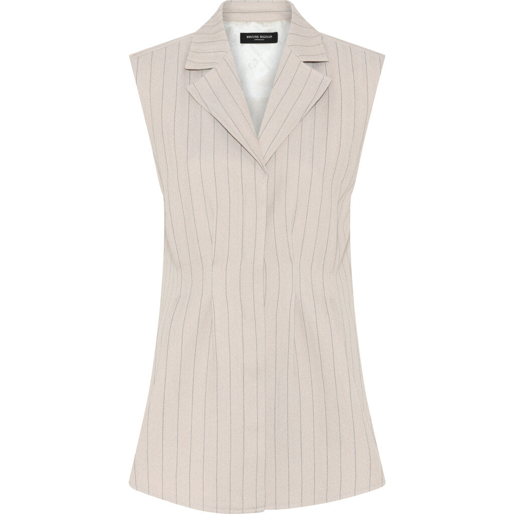 BRUUNS BAZAAR - URWA VEST LIGHT GREY STRIPES