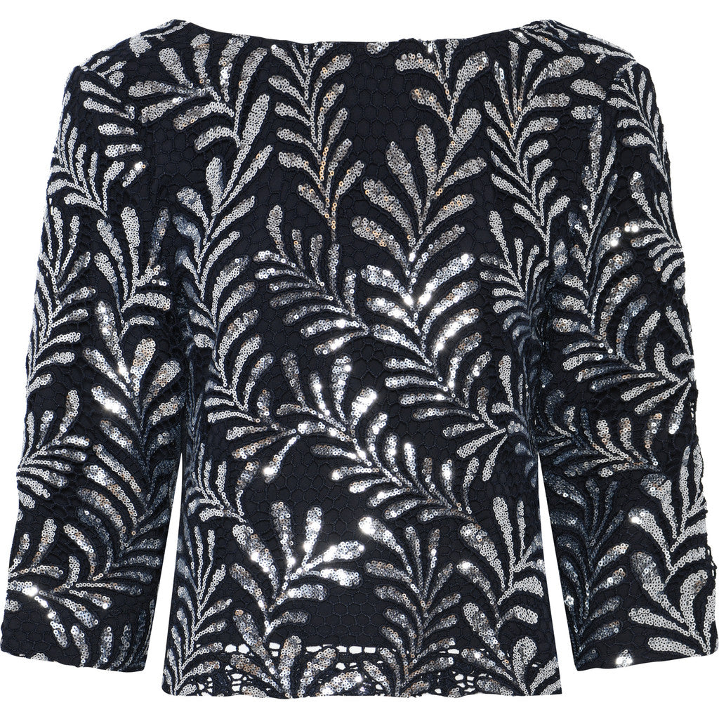 BRUUNS BAZAAR - IGNARA BLUSE DARK BLUE SILVER