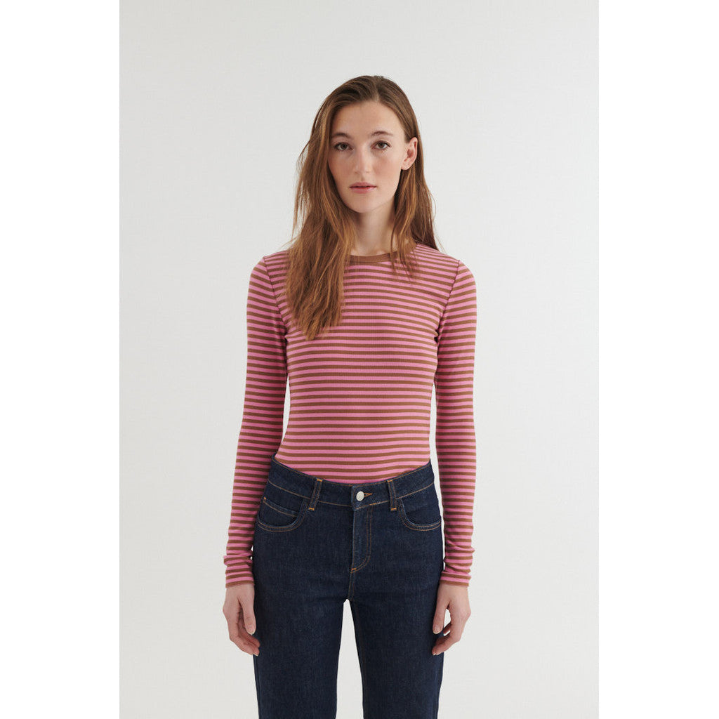 BASIC APPAREL - LUDMILLA LS T-SHIRT CASHMERE ROSE/NUTHATCH