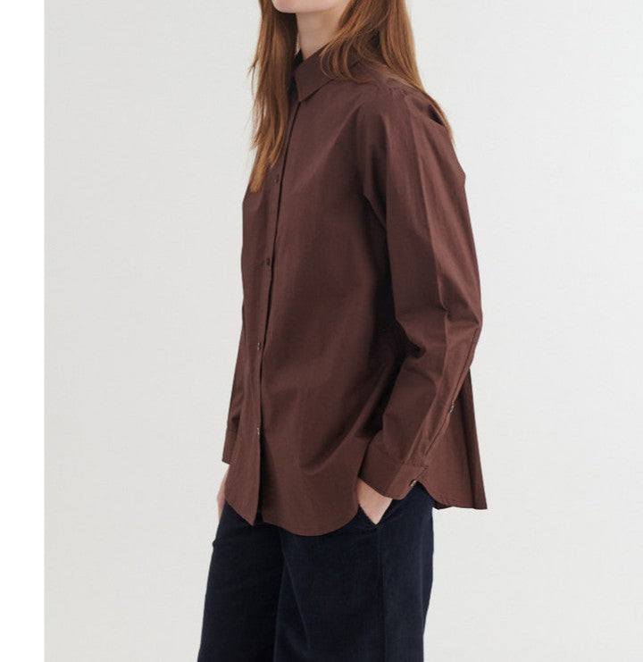 BASIC APPAREL - SILJE LS SKJORTE CHICORY COFFEE