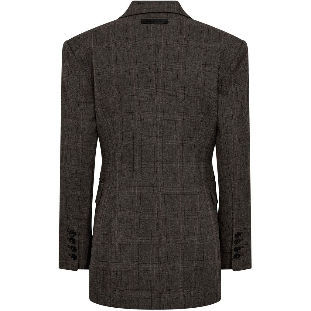 HAUTE L'AMITIE - WAIST FIT CHECK BLAZER MOCCA