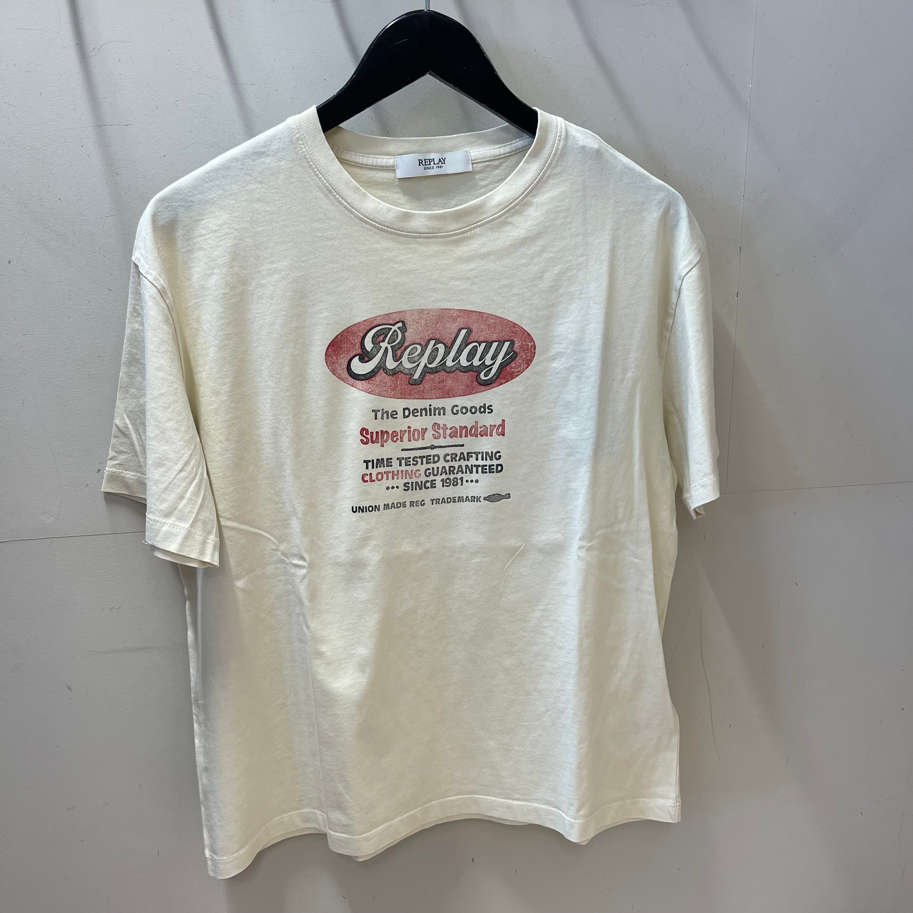 REPLAY - LOGO T-SHIRT CREME