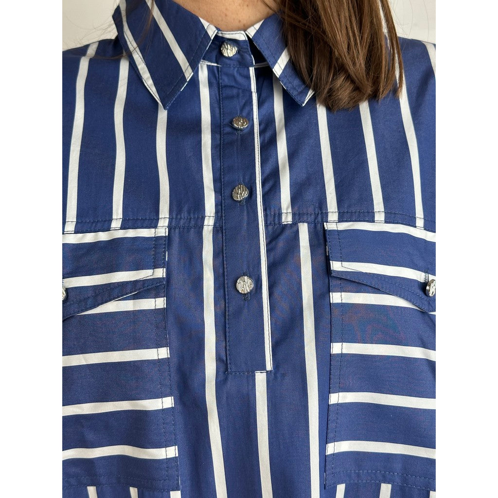 GASPAR - NICE POPLIN KJOLE BLUE