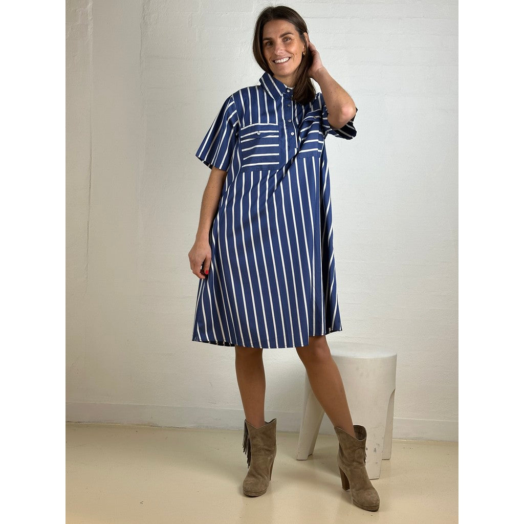 GASPAR - NICE POPLIN KJOLE BLUE