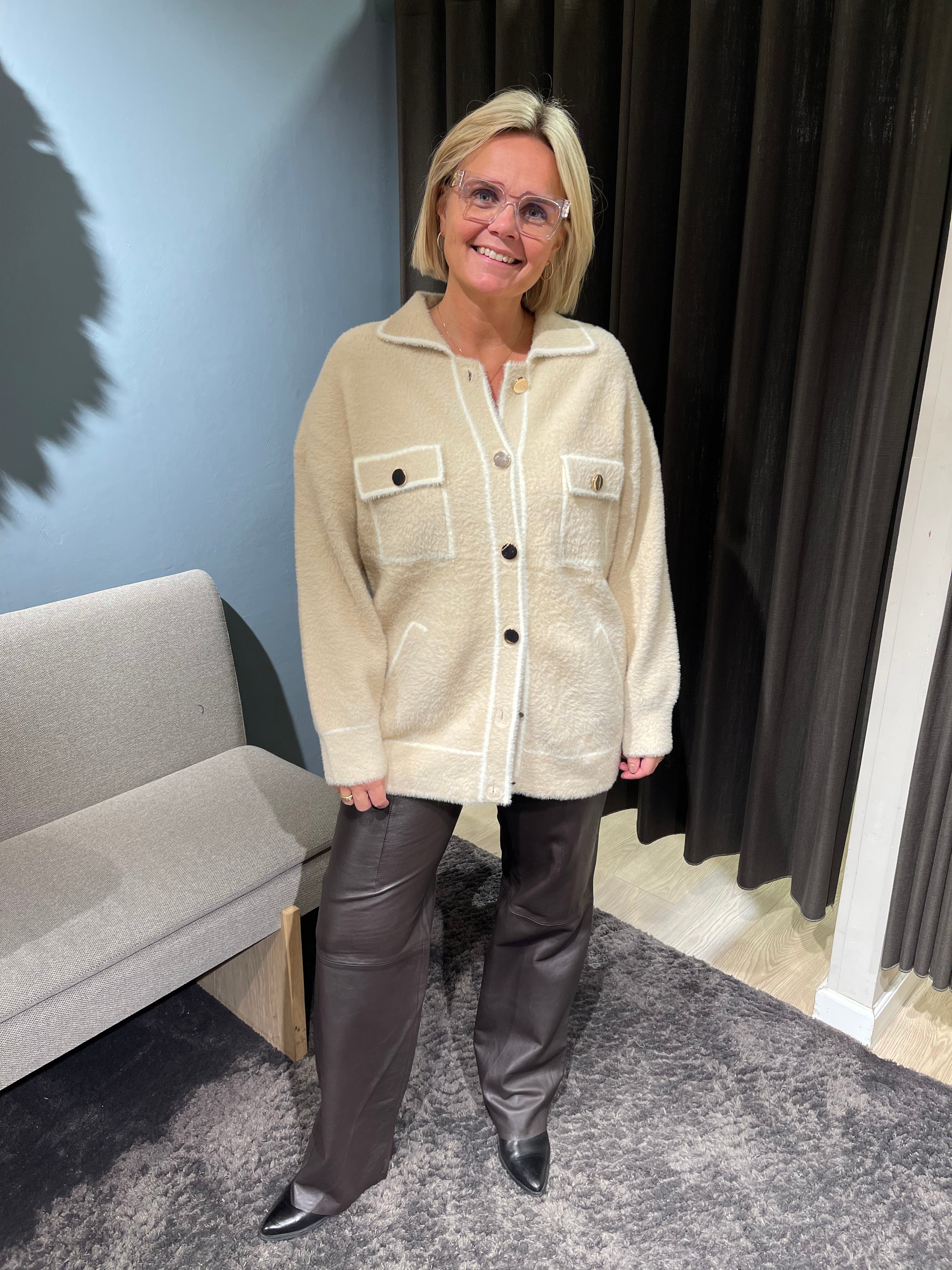 REPLAY - EDGES WHITE CARDIGAN BEIGE