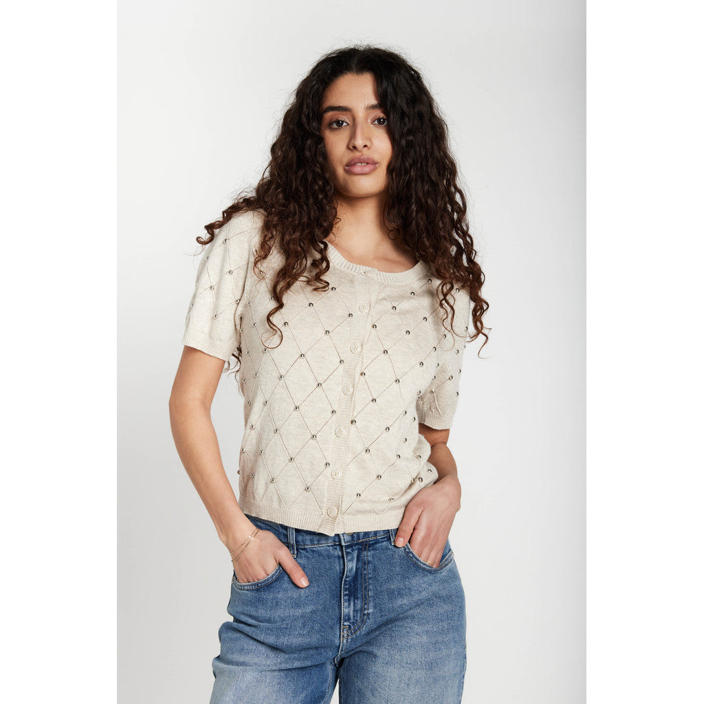 BRUUNS BAZAAR - TITI STRIK CARDIGAN SAND MELANGE
