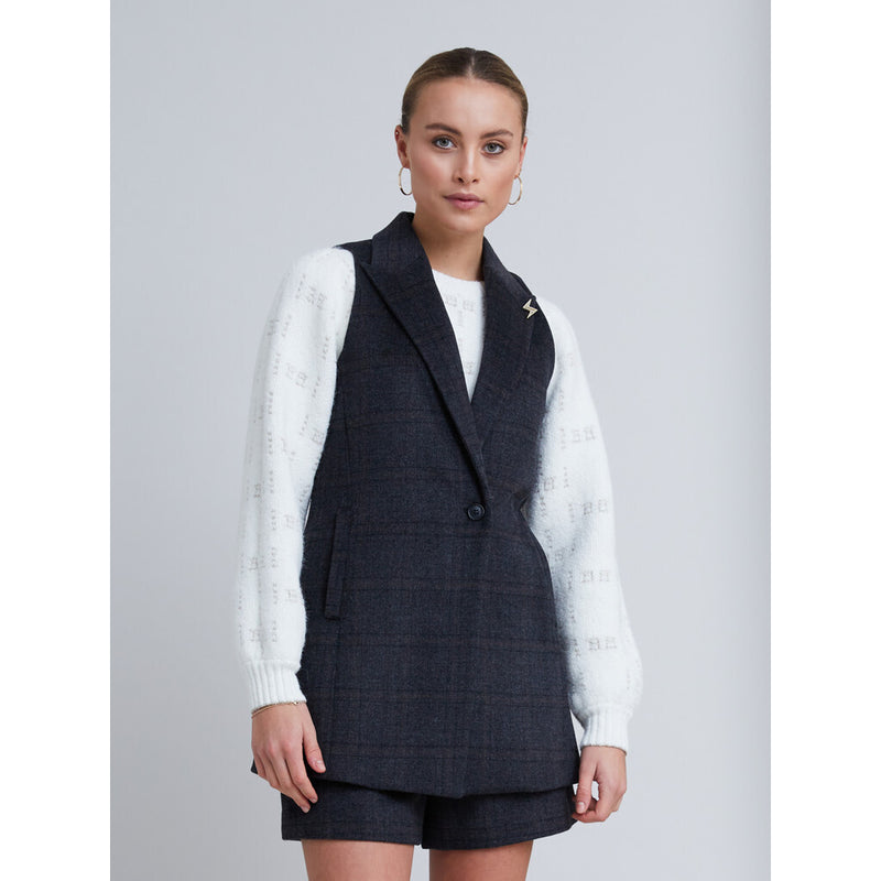 BRUUNS BAZAAR - LIANNA VEST GREY CHECK