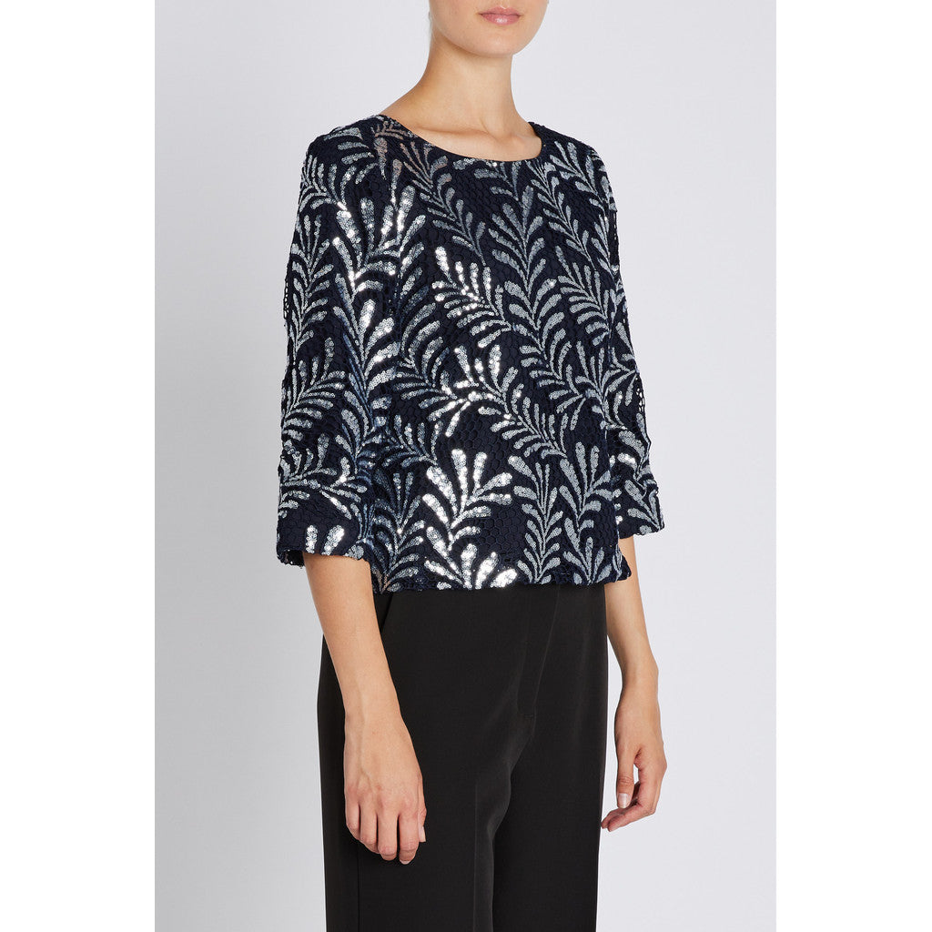 BRUUNS BAZAAR - IGNARA BLUSE DARK BLUE SILVER