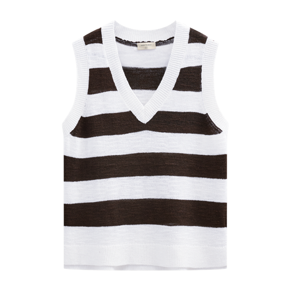 FREEQUENT - VICKI TOP WHITE/COFFEE BEAN