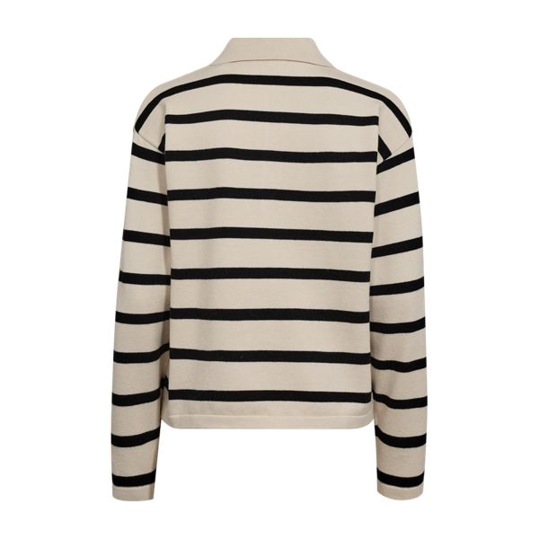 FREEQUENT - CLAURA POLO BLUSE MOONBEAM/BLACK
