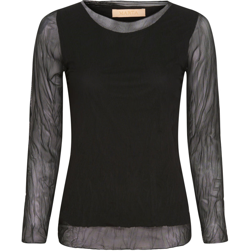 MARTA - MESH BLUSE SORT