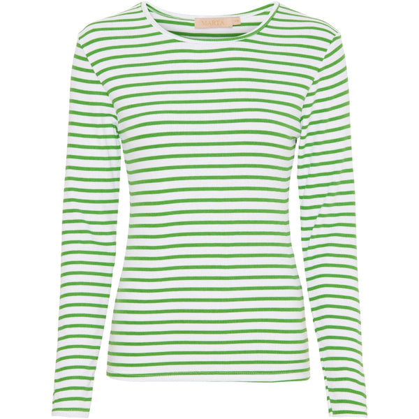 MARTA - STRIBET T-SHIRT WHITE/MINT