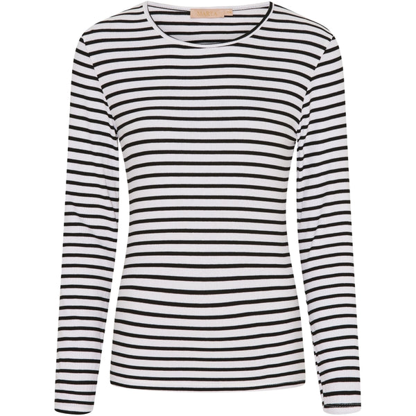 MARTA - STRIBET T-SHIRT HVID/SORT